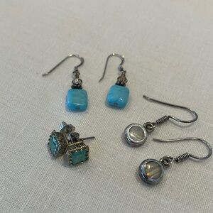 Elegant Silver and Blue Earrings Set